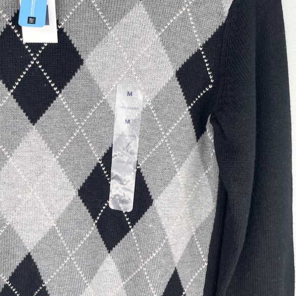 Gap Boys Argyle Sweater Soft Black Gray Medium M New - Picture 8 of 13